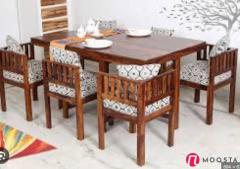 Kapasi Dining Set - Dark Brown with Patterned Cushions